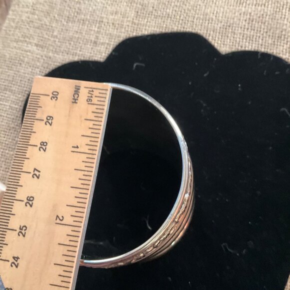 Wide Silver Cuff Bracelet With Intricate Floral Pattern Design For Women - Picture 9 of 14